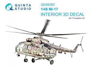 Intérieur imprimé en 3D et coloré sur papier décalcomanie Quinta Studio QD48383 Mi-17 (Trumpeter) 1/48