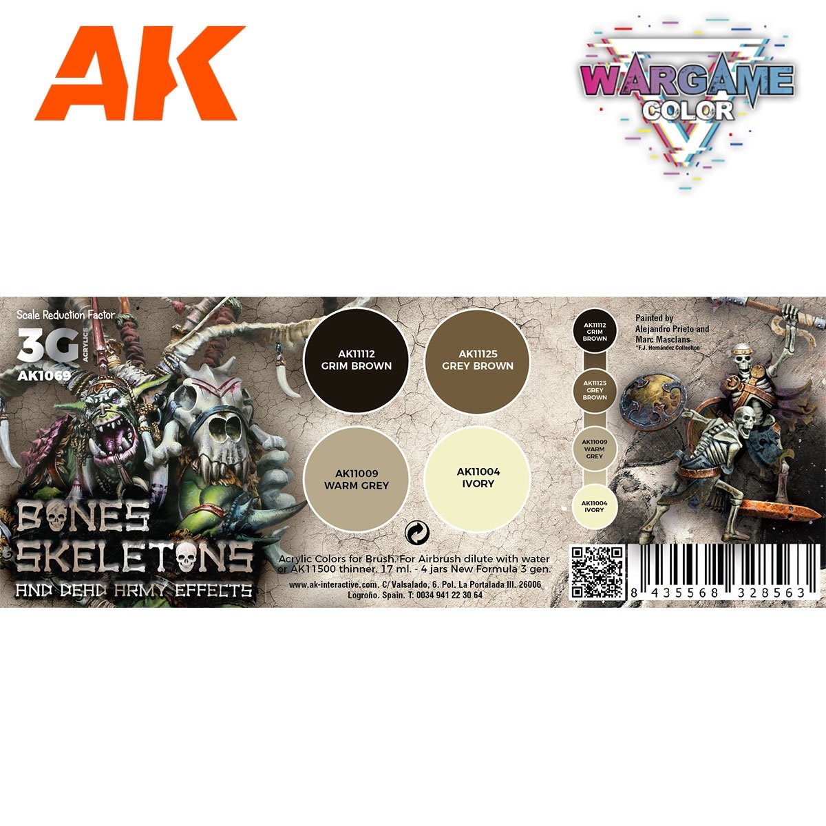 AK Interactive AK1069 Coffret de peinture Wargame. Os et squelettes. 4 x 17 ml – image 2
