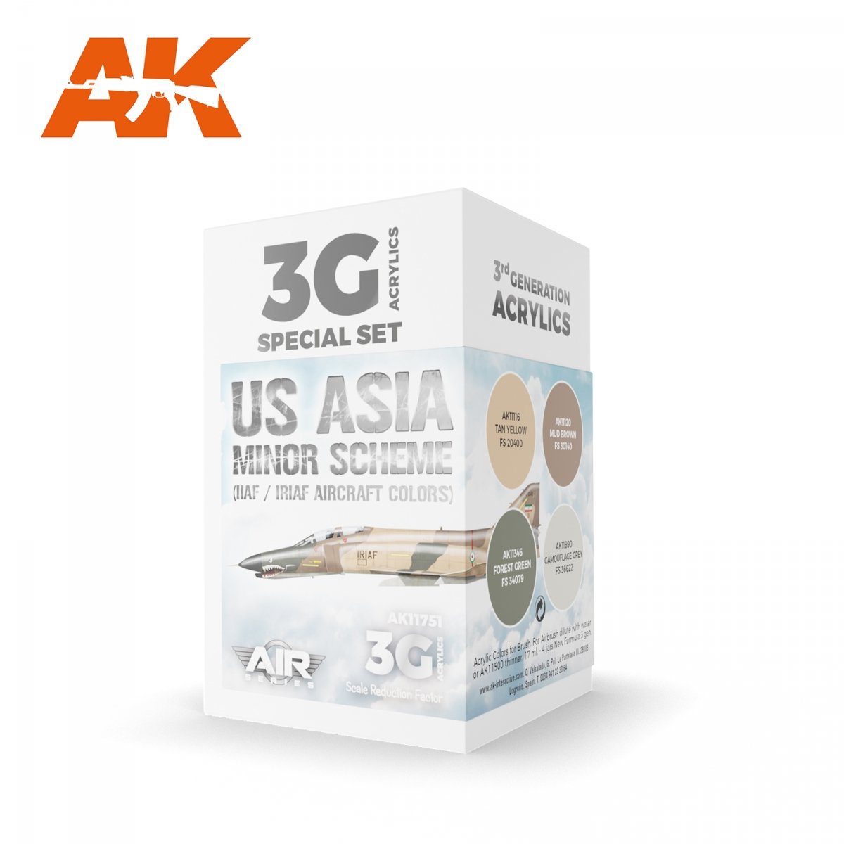 AK Interactive AK11751 Schéma US ASIA MINOR (Couleurs des avions IIAF/IRIAF) 4 x 17 ml