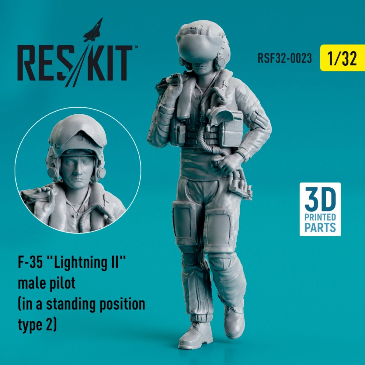 RESKIT RSF32-0023 PILOTE HOMME DE F-35 LIGHTNING II (EN POSITION DEBOUT - TYPE 2) (IMPRIMÉ EN 3D) 1/32