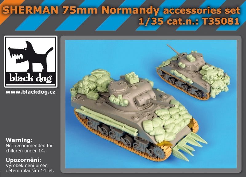 Ensemble d&amp;#39;accessoires Black Dog T35081 Sherman Normandie 75 mm, échelle 1/35