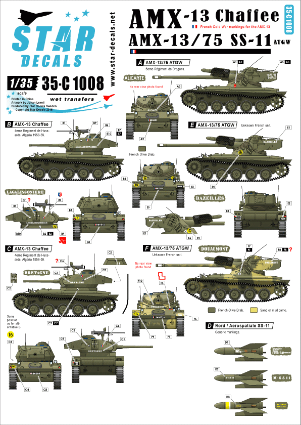 Star Decals 35-C1008 AMX-13 Chaffee et AMX-13 SS-11 1/35