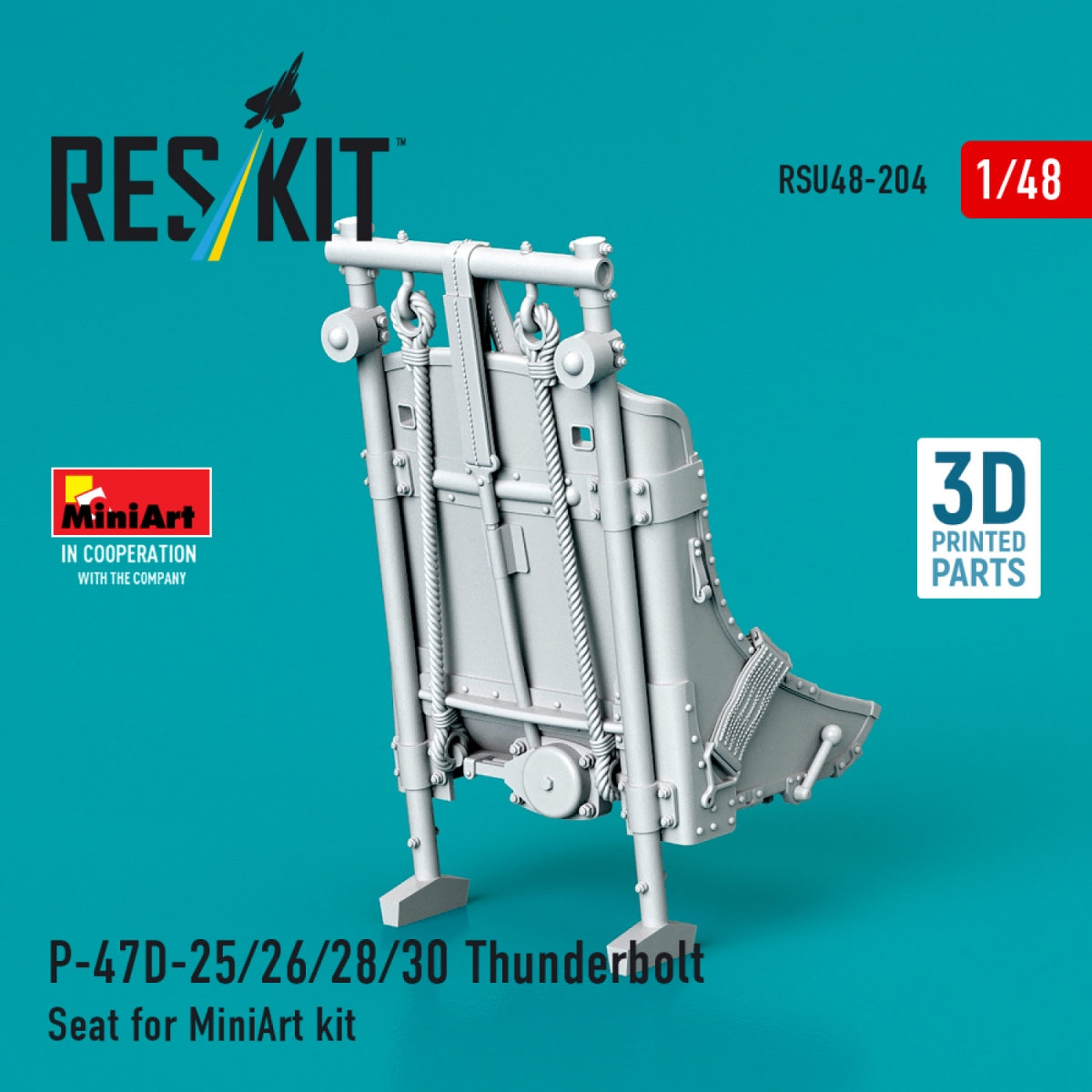 RESKIT RSU48-0204 P-47D-25/26/28/30 Thunderbolt Seat for MiniArt kit (3D Printed) 1/48
