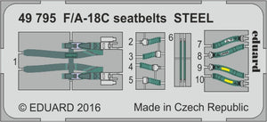 Ceintures de sécurité Eduard 49795 F/ A-18C, acier, maquette cinétique 1/48