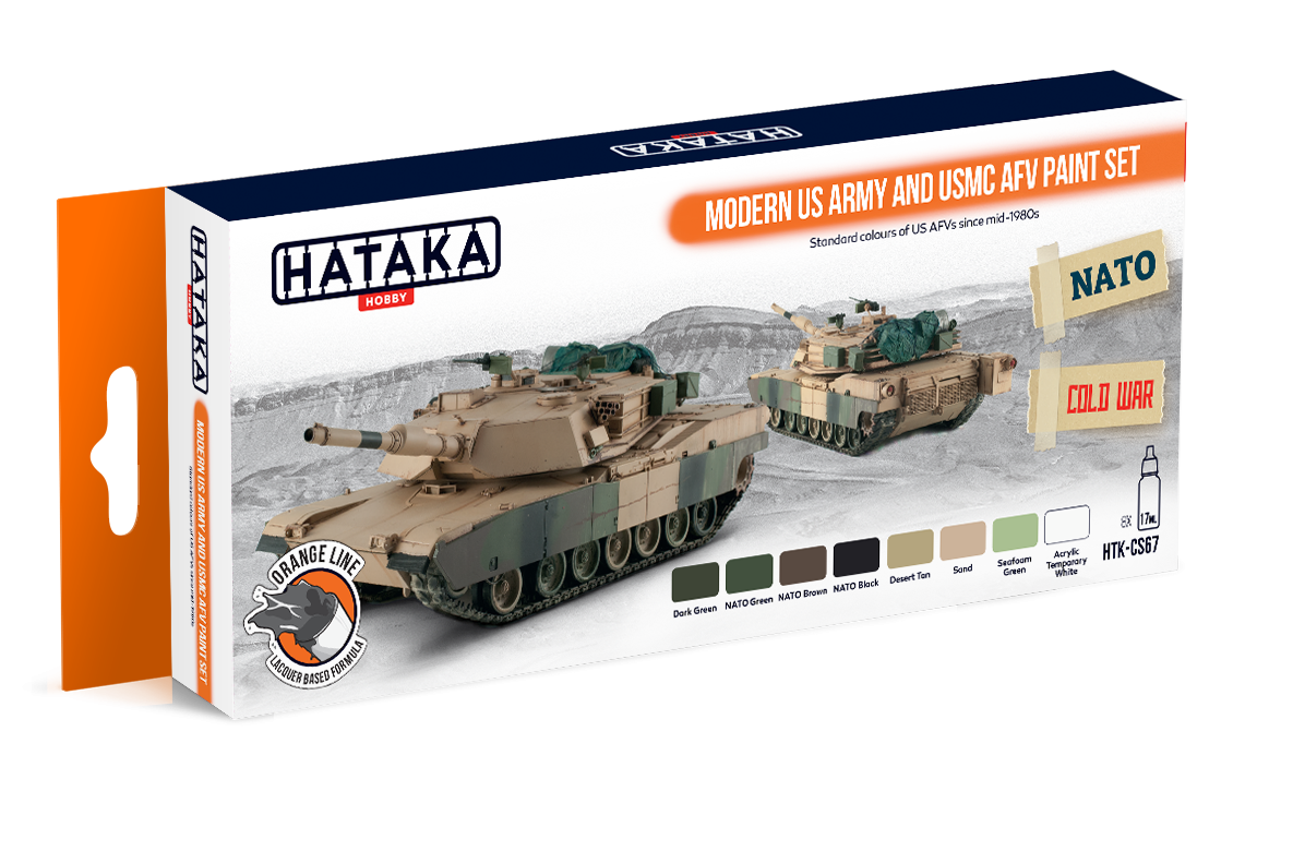 Hataka HTK-CS67 ORANGE LINE – Set de peinture pour véhicules blindés modernes de l&amp;#39;armée et du corps des Marines américains (8 x 17 ml)
