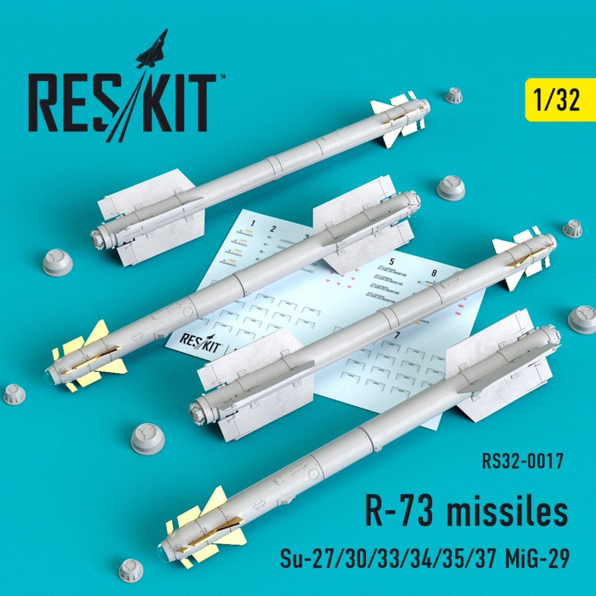 RESKIT RS32-0017 R-73 SOVIET MISSILES (4PCS) 1/32