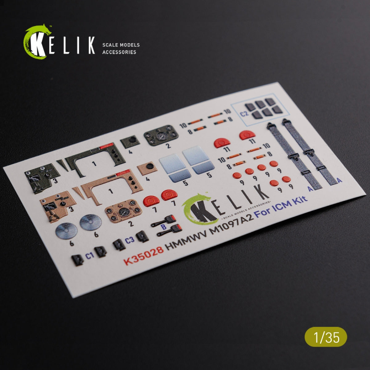 Décalcomanie 3D KELIK K35028 HMMWV M1097 pour kit ICM 1/35