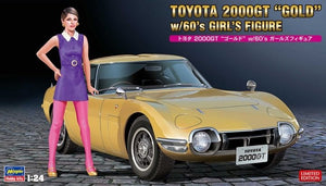 Hasegawa SP533 Toyota 2000GT « Or » avec figurine de jeune fille des années 60, échelle 1/24