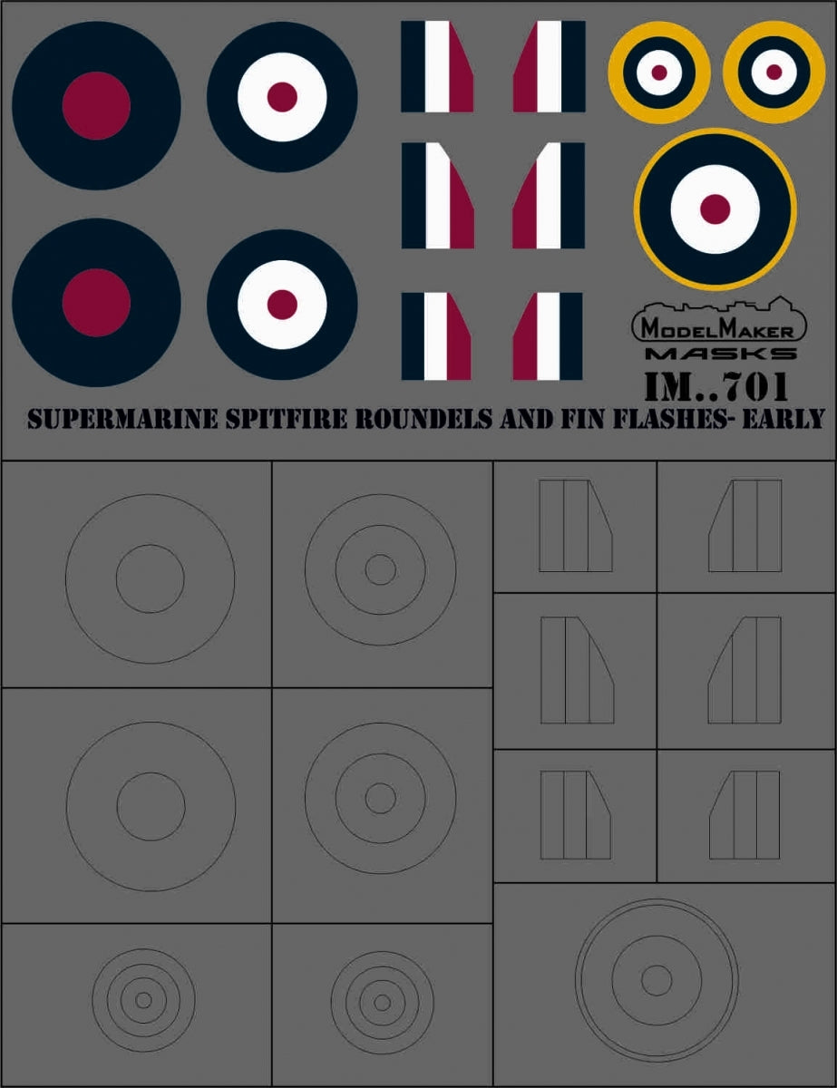 Décalcomanies ModelMaker IM48701 Cocardes et bandes de dérive pour Supermarine Spitfire - PREMIÈRE VERSION 1/48 – immagine 3