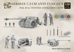Maquette Border BT-051 Canon antichar allemand PaK 40 de 7,5 cm avec équipage d&amp;#39;artillerie d&amp;#39;hiver. Échelle 1/35 – immagine 3
