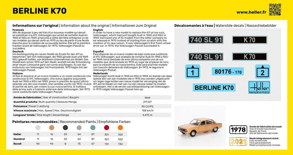 Heller 56176 Kit de démarrage - Berline K70 1/43 – immagine 3