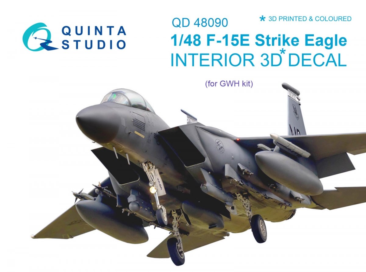 Intérieur imprimé en 3D et coloré sur papier décalcomanie Quinta Studio QD48090 F-15E (pour kit GWH) 1/48