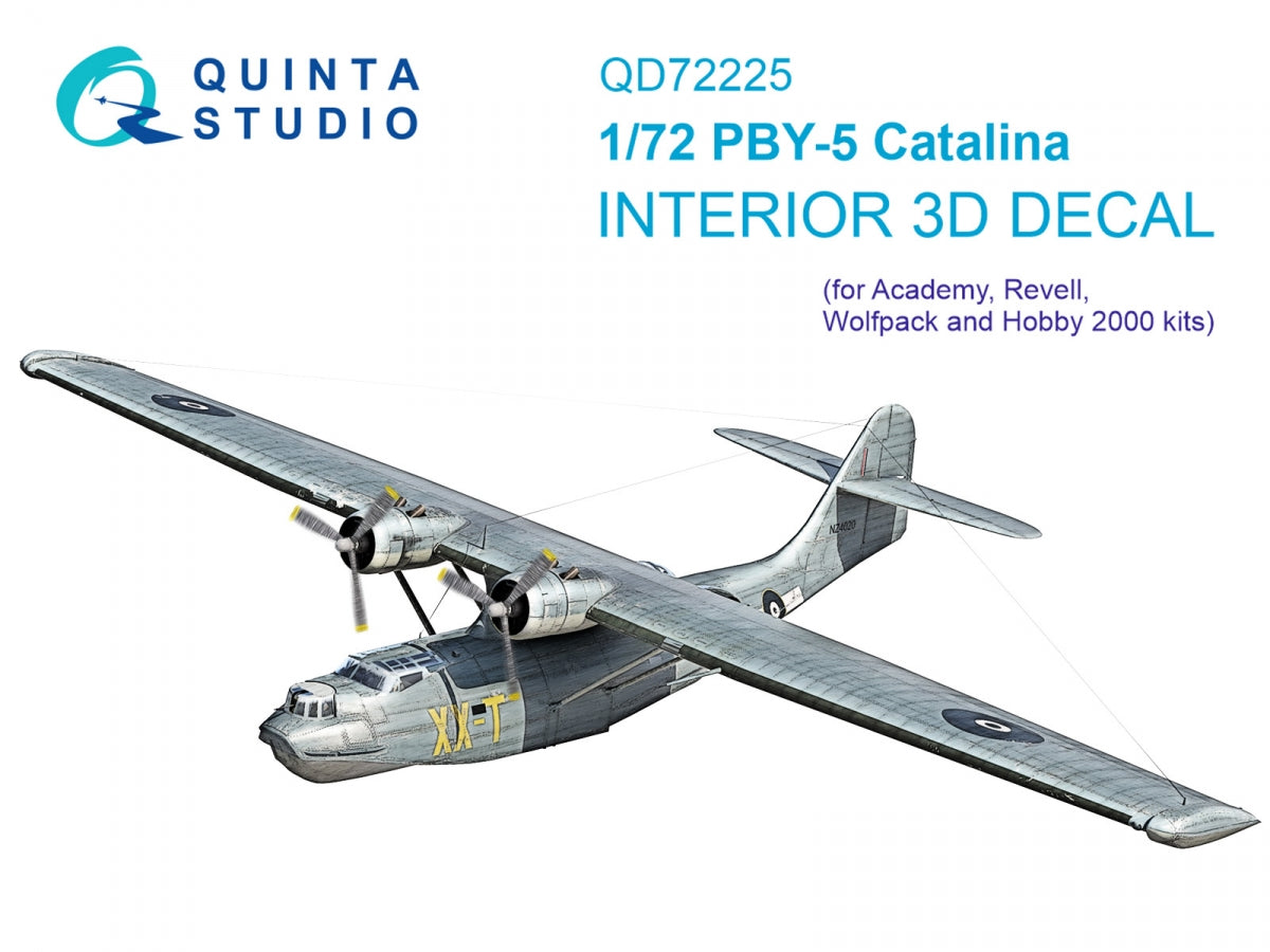 Quinta Studio QD72225 PBY-5 Catalina 3D-Printed &amp; coloured Interior on decal paper (Academy) 1/72