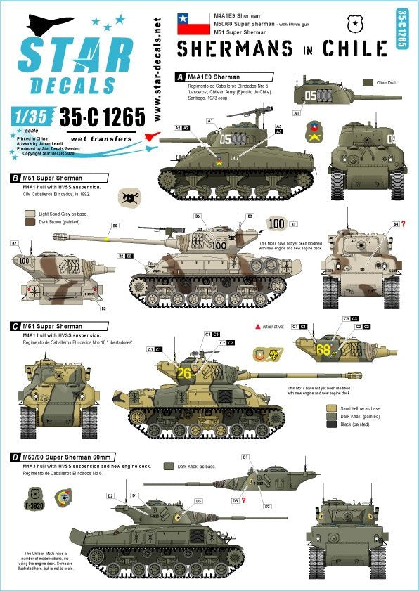 Star Decals 35-C1265 Shermans au Chili 1/35