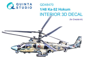 Intérieur coloré imprimé en 3D sur papier décalcomanie Quinta Studio QD48470 Ka-52 (Zvezda) 1/48