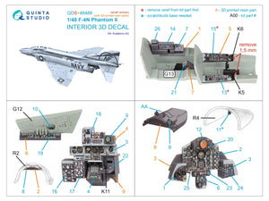 Quinta Studio QDS+48486 F-4N Phantom II Intérieur imprimé en 3D et coloré sur papier décalcomanie (Academy) (Petite version) (avec pièces en résine imprimées en 3D) 1/48  – Bild 3