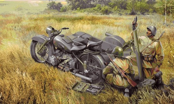 Zvezda 3651 Moto soviétique M-72 avec mortier (1/35)
