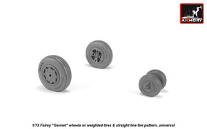 Armory Models AW72412 Fairey Gannet, roues de type ancien avec pneus lestés à profil droit, échelle 1/72