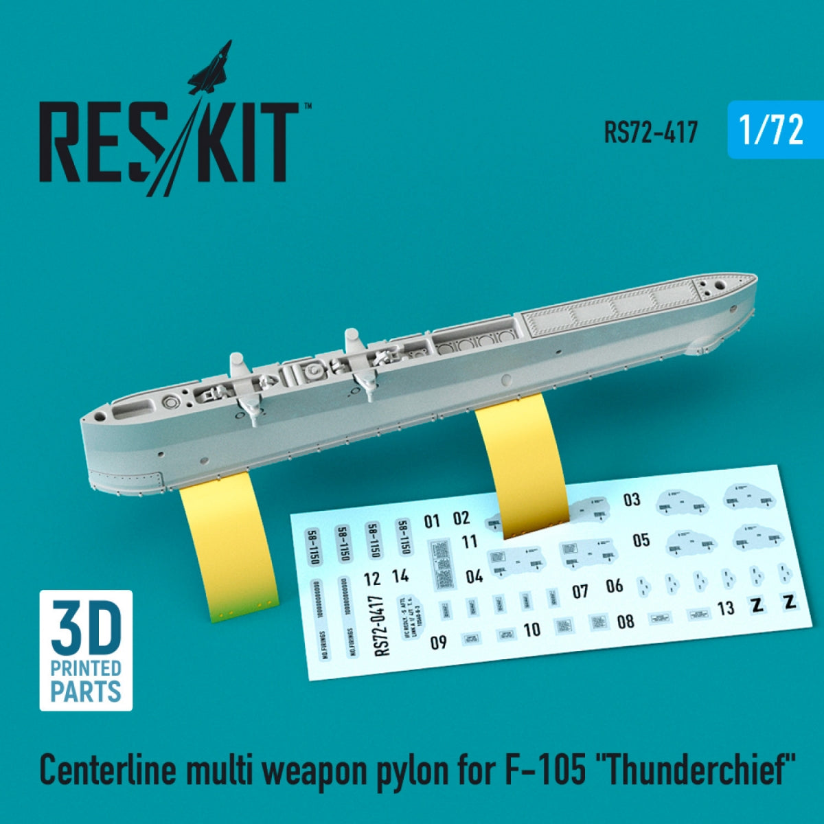 RESKIT RS72-0417 Pylône d&amp;#39;armement multiple central pour F-105 « THUNDERCHIEF » (imprimé en 3D) 1/72