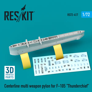 RESKIT RS72-0417 Pylône d&amp;#39;armement multiple central pour F-105 « THUNDERCHIEF » (imprimé en 3D) 1/72