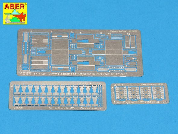 Boîtes de munitions Aber 35A120 Flak 18; 36 et 37 (1/35)
