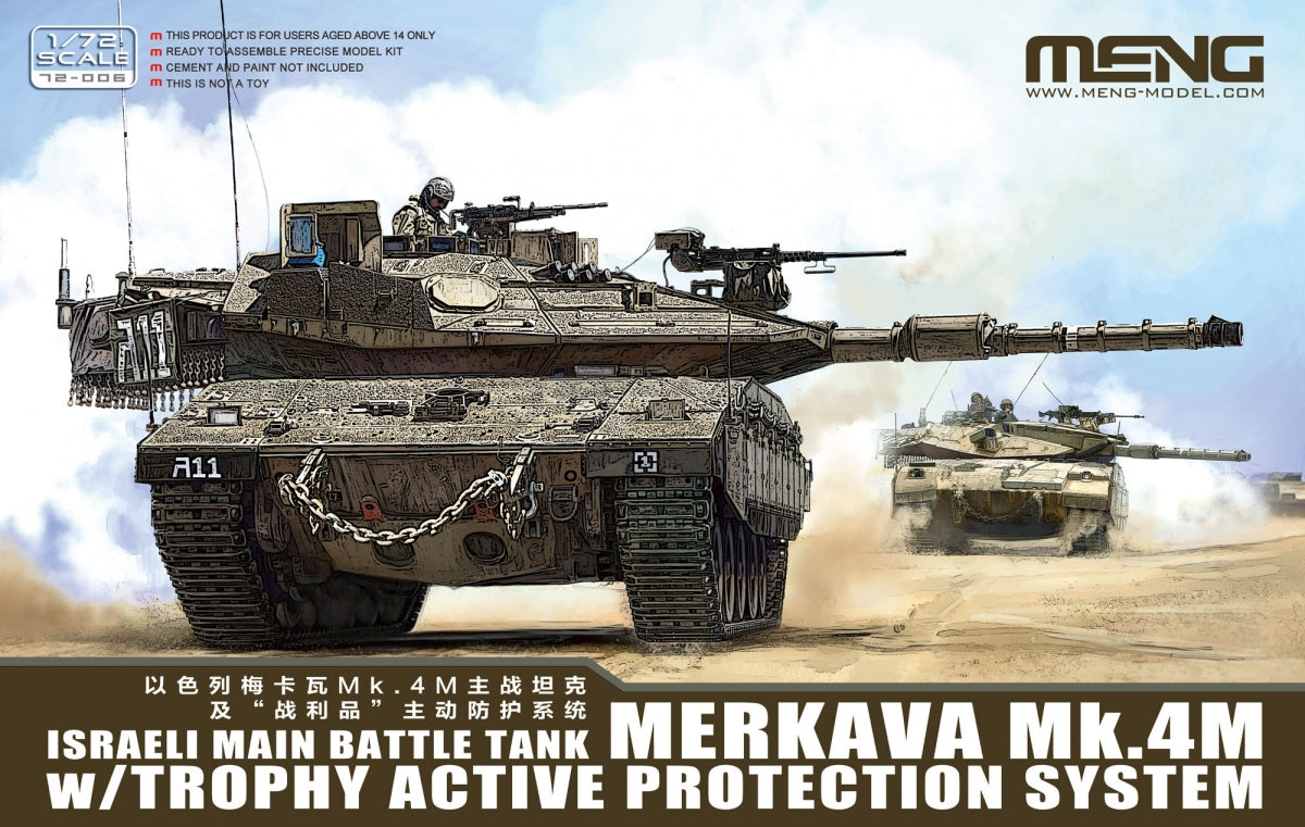 Maquette Meng 72-006 Char de combat principal israélien Merkava Mk.4M avec système de protection active Trophy, échelle 1/72