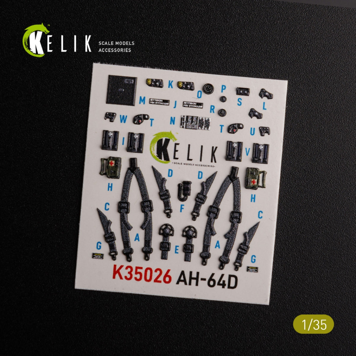 Décalcomanies 3D pour l&amp;#39;intérieur de l&amp;#39;AH-64D Apache (KELIK K35026) pour maquette Meng au 1/35 – imagen 3