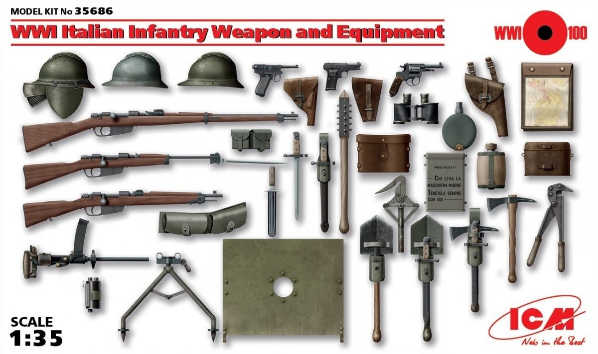 ICM 35686 Armes et équipements d'infanterie italienne de la Première Guerre mondiale, échelle 1/35