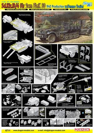 Dragon 6711 Sd.Kfz.10/4 fourrure 2 cm FlaK 30, 1940 Production avec remorque de munitions (1/35) – image 2