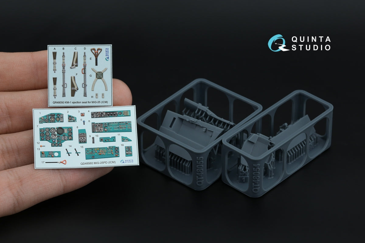 Quinta Studio QD+48560 MiG-25PD Intérieur imprimé en 3D et coloré sur papier décalcomanie (ICM) (avec pièces en résine imprimées en 3D) 1/48 – immagine 4