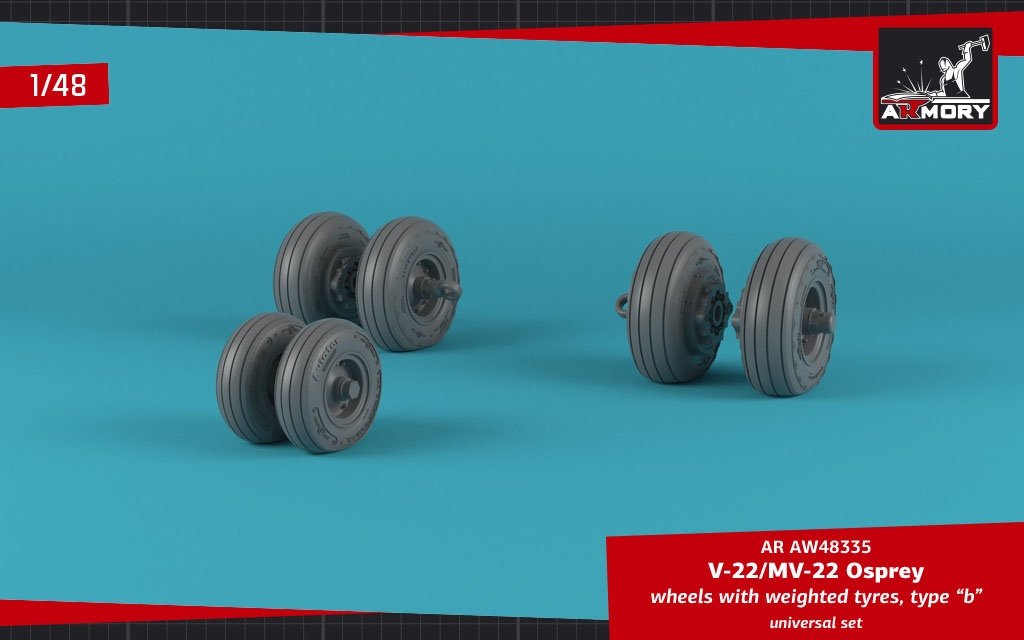 Armory Models AW48335 Roues Osprey V-22/MV-22 avec pneus lestés type « b » 1/48 – Bild 4