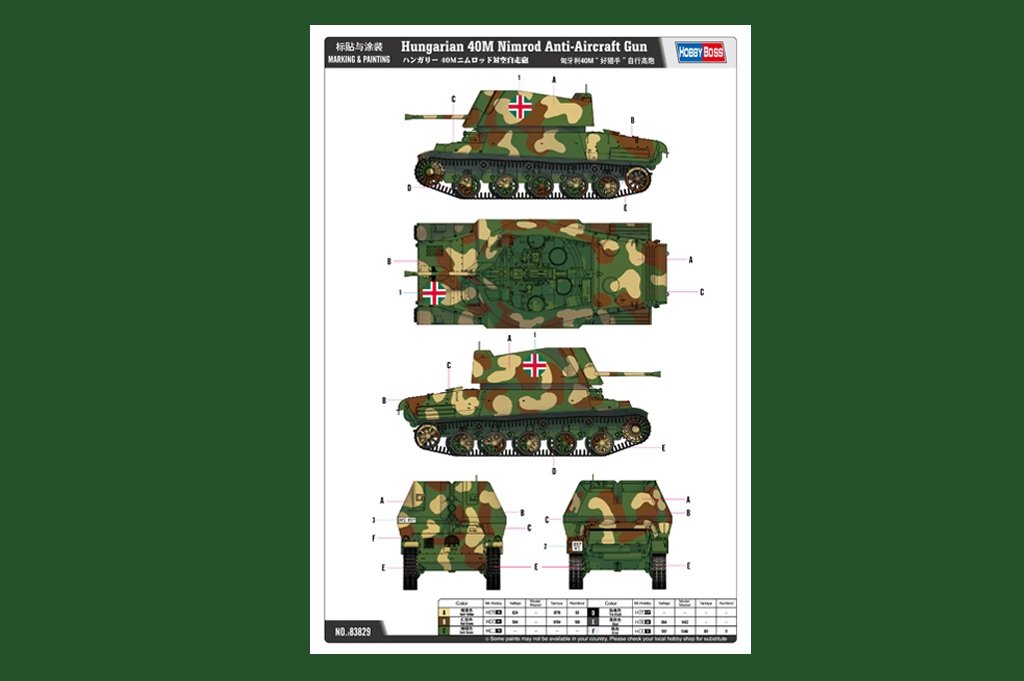 Hobby Boss 83829 Canon antiaérien hongrois Nimrod de 40 mm (1/35) – immagine 3