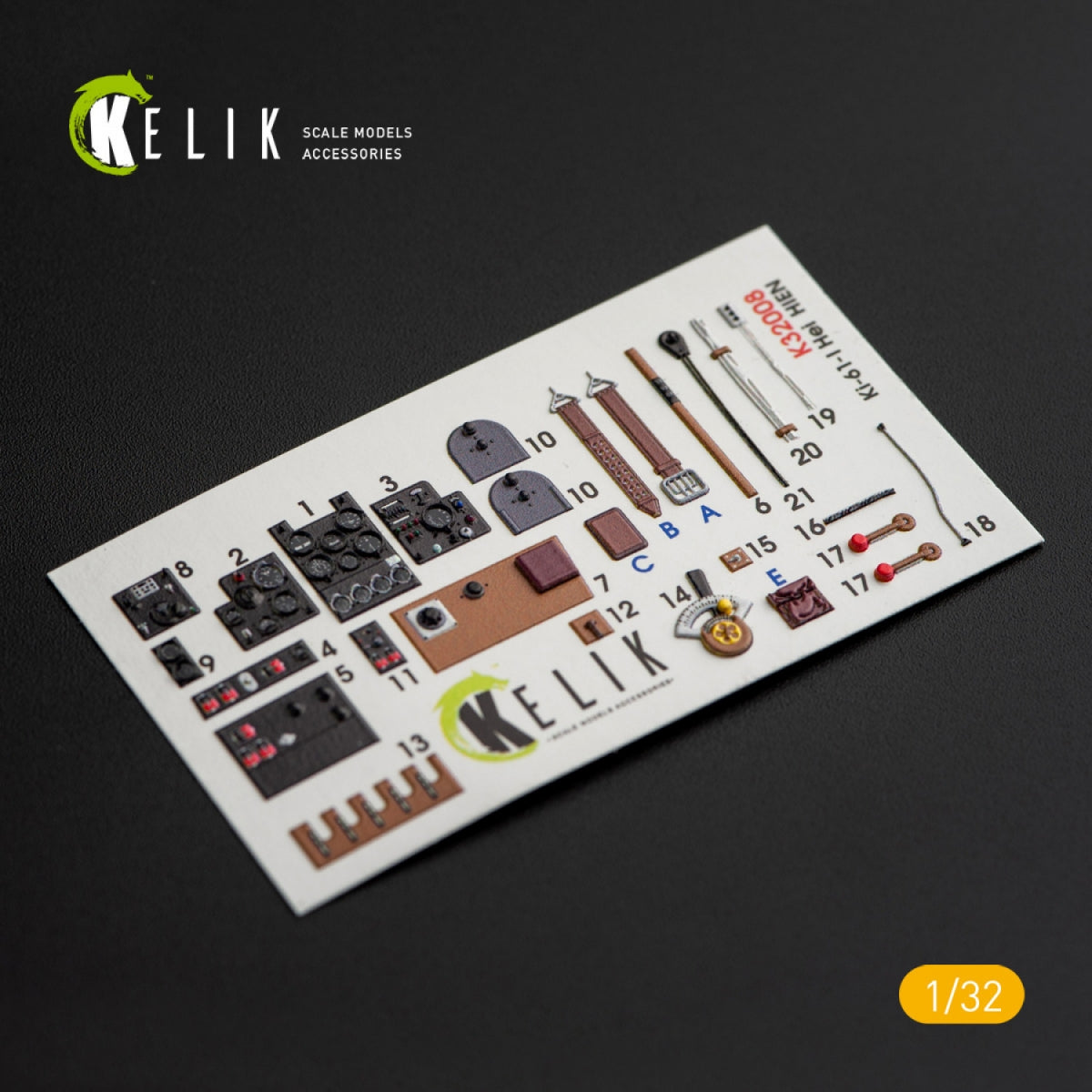 KELIK K32008 KI-61-I DÉCALCOMANIES 3D INTÉRIEURES POUR MAQUETTE HASEGAWA 1/32