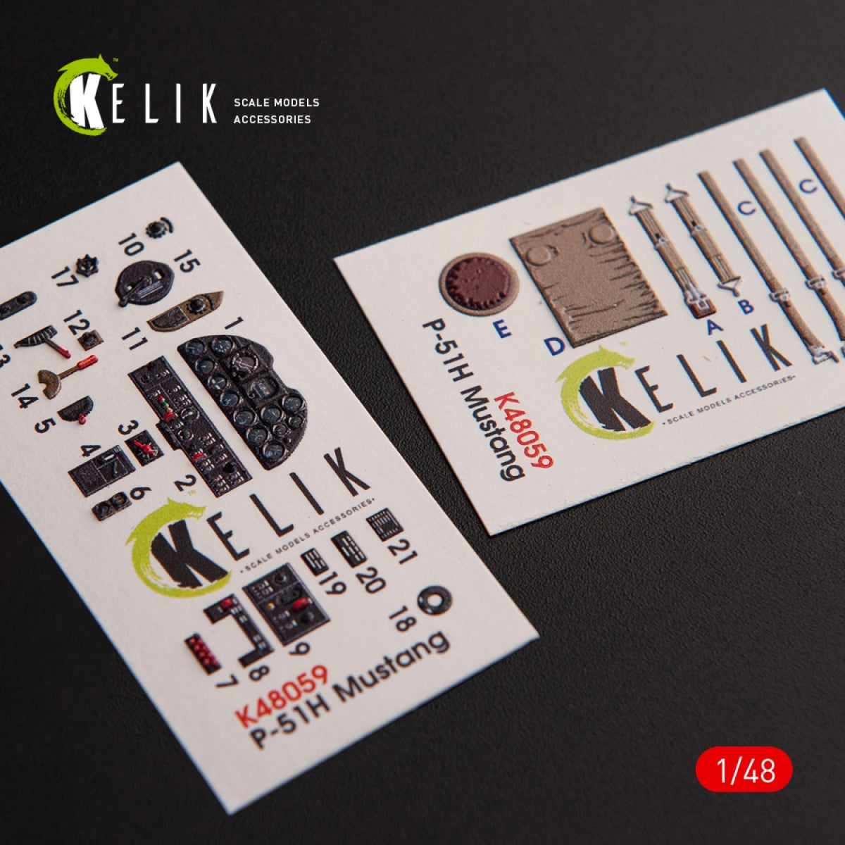 Kelik K48059 P-51H Mustang interior 3D decals for Modelsvit kit 1/48