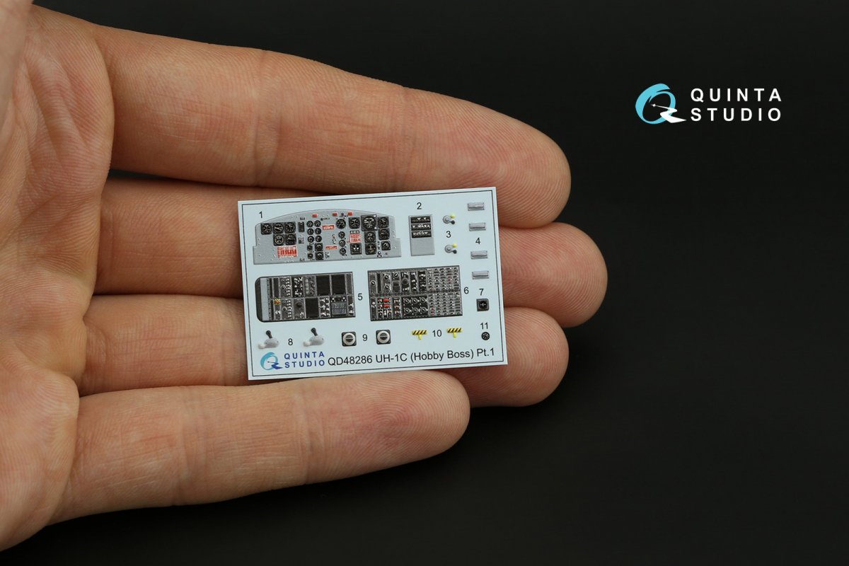 Intérieur imprimé en 3D et coloré sur papier décalcomanie Quinta Studio QDS-48286 UH-1C (HobbyBoss) (Petite version) 1/48 – image 4