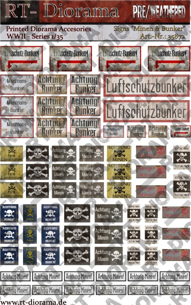 RT-Diorama 35872 Accessoires imprimés : &amp;quot;Achtung Minen&amp;quot; 1/35