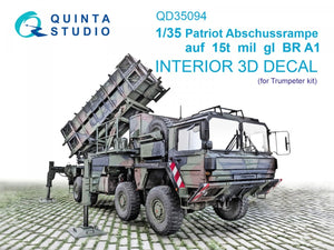 Quinta Studio QD35094 Patriot Abschussrampe auf 15t mil gl BR A1 Intérieur imprimé en 3D et coloré sur papier décalque (Trumpeter) 1/35
