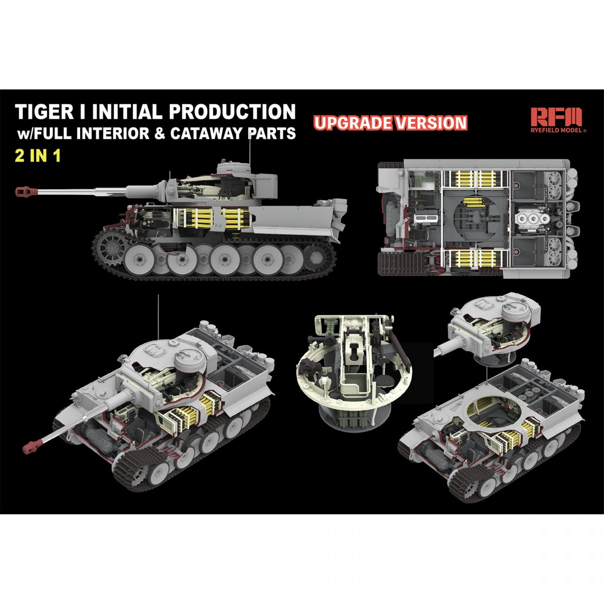 Maquette Rye Field Model 5131 Tiger I, production initiale début 1943 avec intérieur complet, version mise à jour au 1/35 – image 3