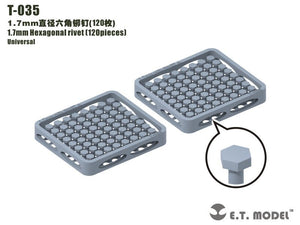 Rivet hexagonal ET modèle T-035 1,7 mm (120 pièces) (rivets)