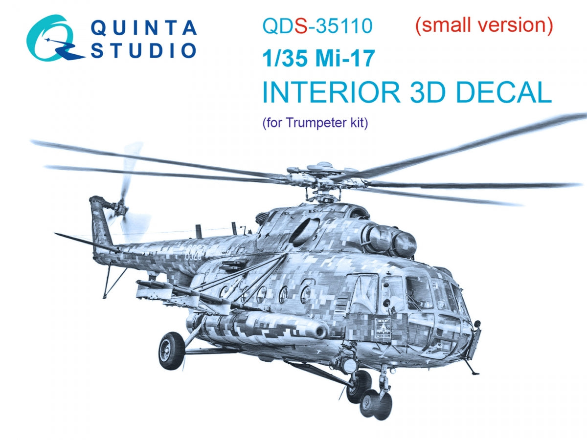 Intérieur coloré imprimé en 3D sur papier décalcomanie Quinta Studio QDS-35110 Mi-17 (Trumpeter) (Petite version) 1/35