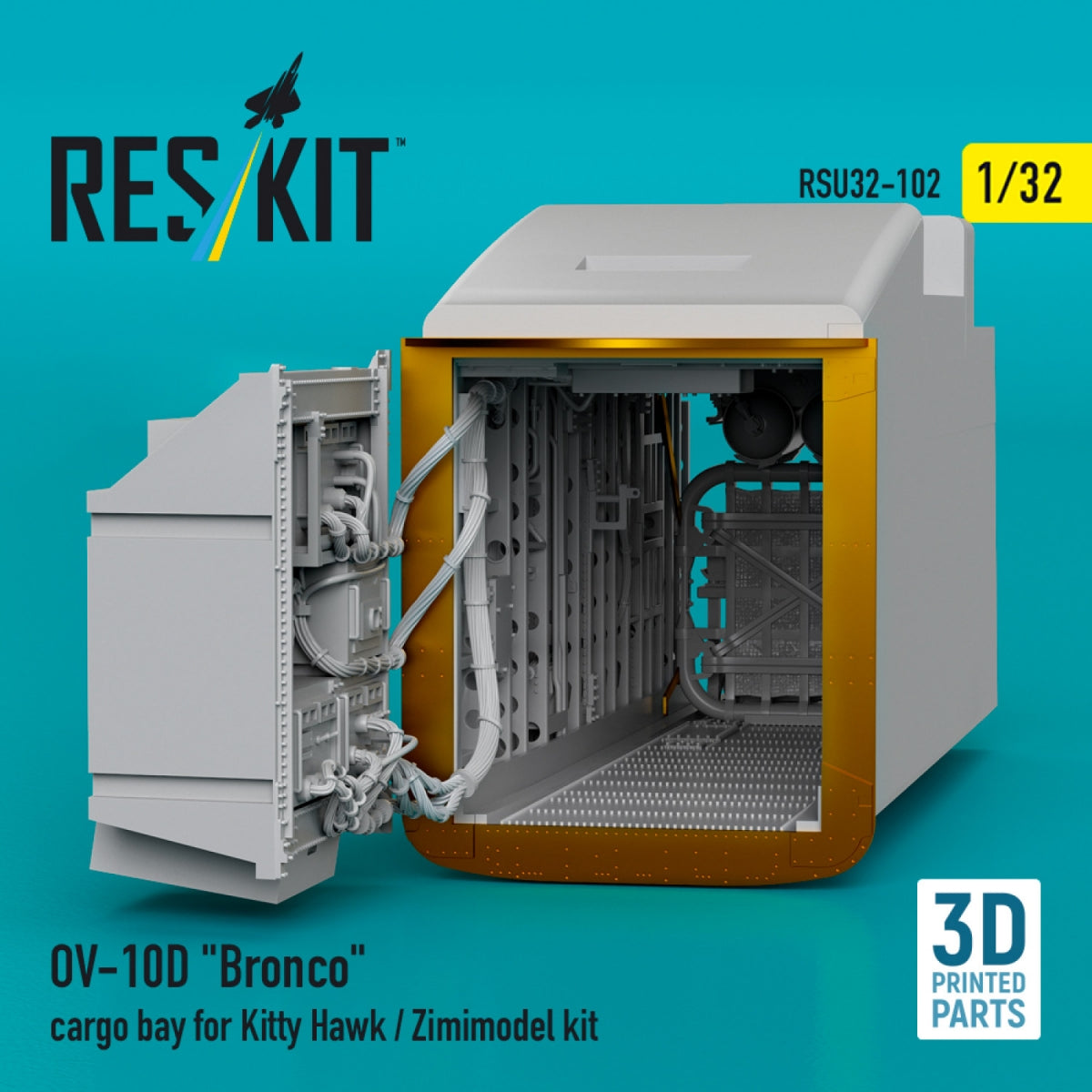 RESKIT RSU32-0102 Baie cargo OV-10D « Bronco » pour maquette Kitty Hawk/Zimimodel (impression 3D) 1/32