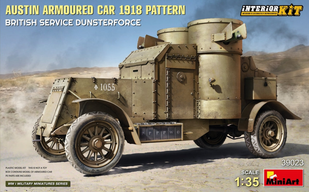 Miniart 39023 MODÈLE DE VOITURE BLINDÉE AUSTIN 1918. SERVICE BRITANNIQUE DUNSTERFORCE. KIT INTÉRIEUR 1/35