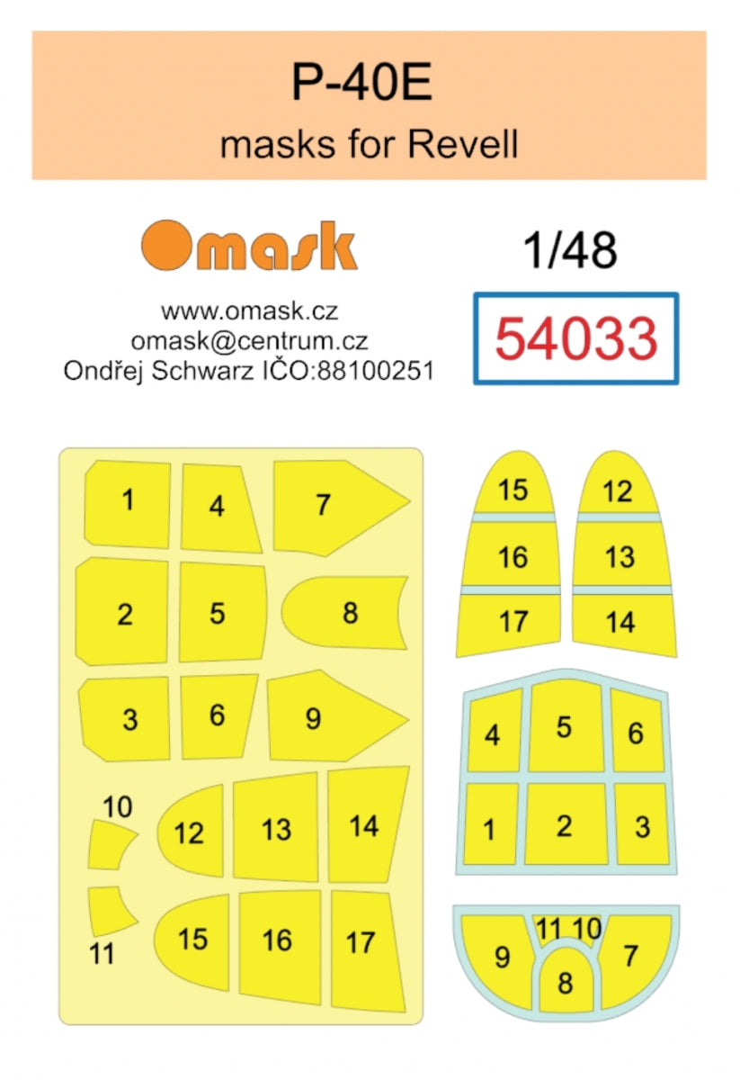 Masque Omask 54033 P-40E (pour Revell) 1/48