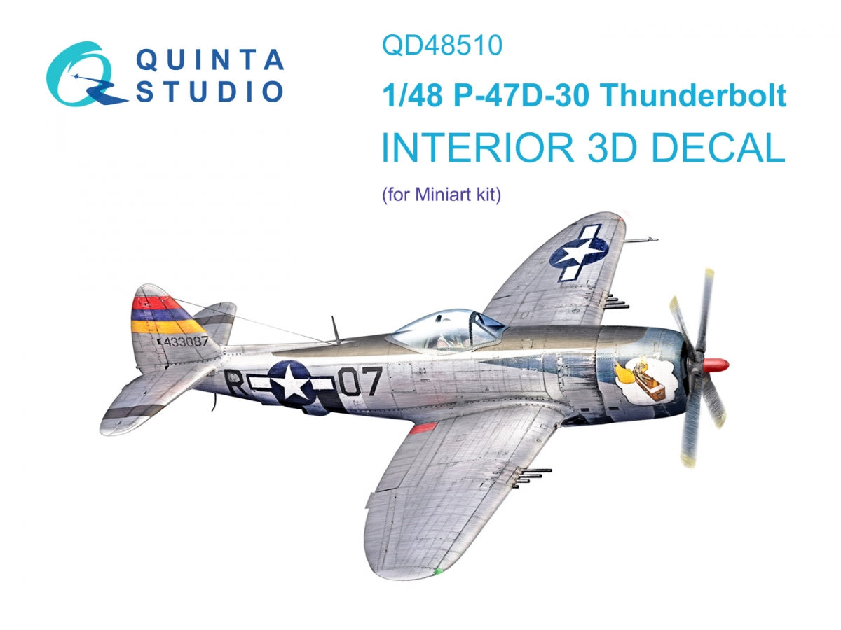 Quinta Studio QD48510 P-47 D-30 Intérieur coloré imprimé en 3D sur papier décalcomanie (Miniart) 1/48