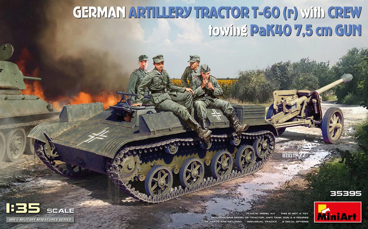MiniArt 35395 Tracteur d&amp;#39;artillerie allemand T-60(r) et son équipage remorquant un canon PaK40 1/35