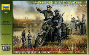 Zvezda 3632 Moto lourde allemande R-12 avec pilote et officier (1/35)