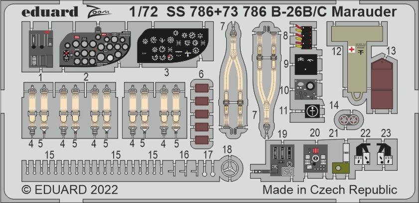 Intérieur du B-26B/C Marauder Eduard 73786 HOBBY 2000, HASEGAWA 1/72