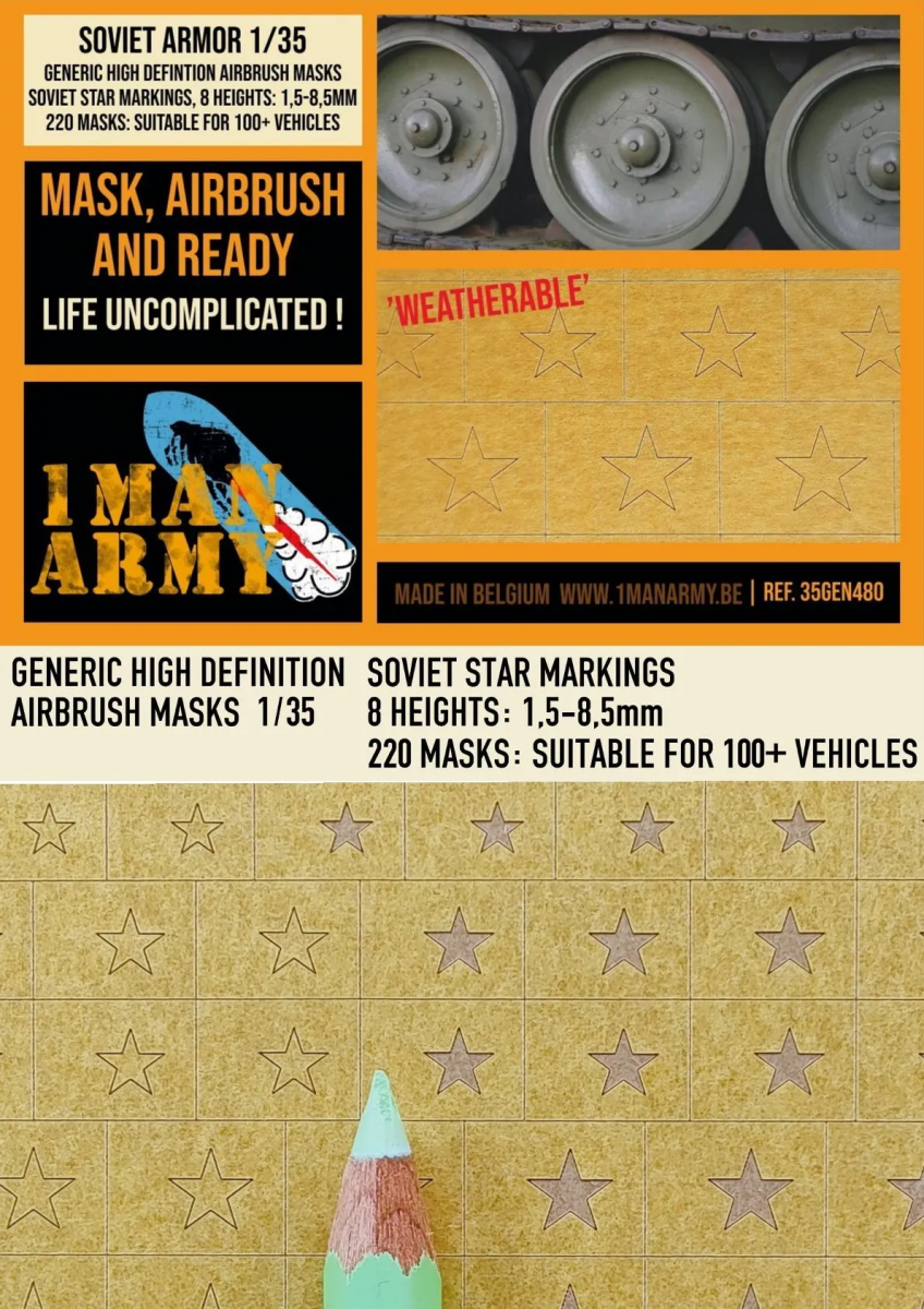 1 Man Army 35GEN480 Marquages ​​d&amp;#39;étoiles soviétiques 1/35