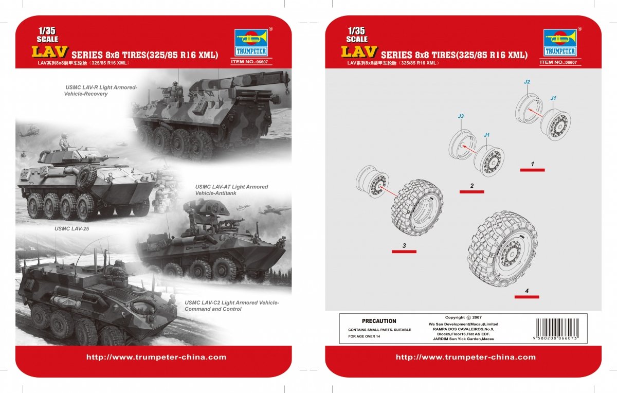 Pneus Trumpeter 06607 American LAV série 8X8 (325/85/R16 XML) 1/35