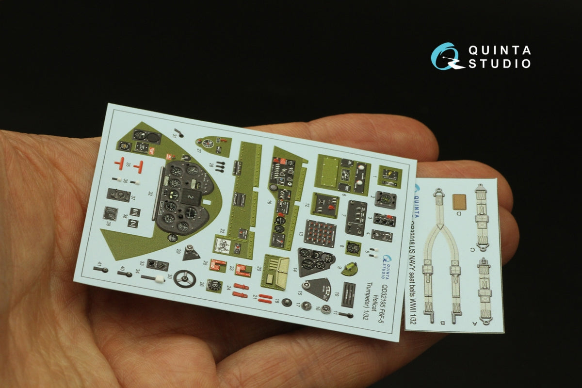 Intérieur imprimé en 3D et coloré sur papier décalcomanie Quinta Studio QD32195 F6F-5 Hellcat (Trumpeter) 1/32 – imagen 5